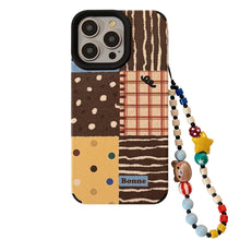 Load image into Gallery viewer, Retro ins polka dot splicing for iphone16 apple 17 mobile phone case 15pro max leather 14 lanyard 13