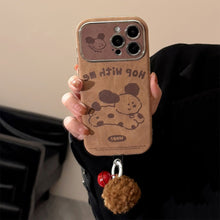 Load image into Gallery viewer, Brown cartoon for iphone16 iPhone case 15promax suede 14 hairball rope 17 autumn and winter couple