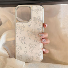 Load image into Gallery viewer, Gilt Apple 16promax mobile phone case iphone15 pearl bow 13 electroplating 17 for Huawei P70