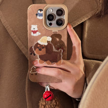 Load image into Gallery viewer, ins suede cartoon sausage for iphone16 iPhone case 17pro max bracket 14 plush rope 13