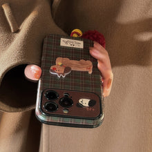 Load image into Gallery viewer, Vintage plaid for iPhone 16 mobile phone case iphone15 Christmas puppy 14promax leather 17 plush rope