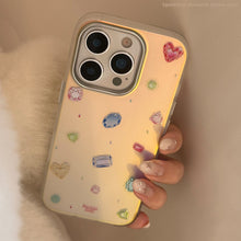 Load image into Gallery viewer, Gilt colored gemstones for iphone17Promax mobile phone case 16 electroplating 15 anti-drop hard 13 laser advanced
