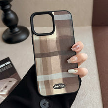 Load image into Gallery viewer, Medieval ins plaid Apple 16 mobile phone case 17pro max leather 15 for iPhone13 Maillard 11