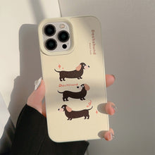 Load image into Gallery viewer, Milk yellow dachshund dog leather Apple 16 mobile phone case is suitable for iPhone17promax niche 11 generation 13 anti-drop