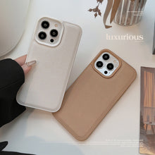Load image into Gallery viewer, Premium khaki for Apple 17 mobile phone case iPhone16promax autumn and winter leather 11 solid color 13 hard 14