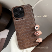Load image into Gallery viewer, Retro brown alligator leather pattern 15 Apple 16 mobile phone case 17promax premium wind for iPhone13 personality 11