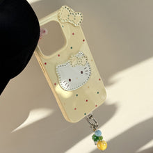 Load image into Gallery viewer, Three-dimensional gilt is suitable for 17promax Apple 16 mobile phone case iphone14 color polka dot bow cat 13 pendant.
