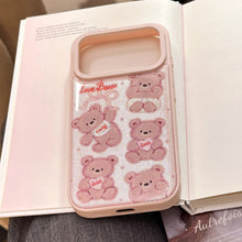 Load image into Gallery viewer, Gilt Apple 17promax mobile phone case 16 Epoxy 13 for iPhone15 pink bear doll Huawei Samsung