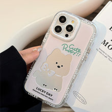 Load image into Gallery viewer, Pink Puppy Mirror Apple 16 Mobile Phone Case 14ProMax Girl iPhone15 Suitable for 17 Bow Lanyard 11