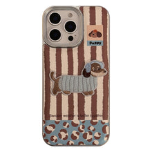 Load image into Gallery viewer, Fun three-dimensional puppy Apple 16 mobile phone case 17promax cortical three-dimensional 15 for iPhone13 electroplating 14
