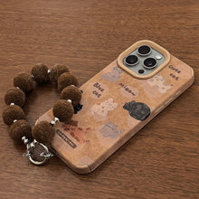 Load image into Gallery viewer, Leather cartoon for 16promax iPhone case iPhone 15 full screen cat 14 plush rope 17 autumn and winter