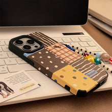 Load image into Gallery viewer, Retro ins polka dot splicing for iphone16 apple 17 mobile phone case 15pro max leather 14 lanyard 13
