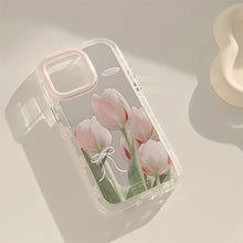 Load image into Gallery viewer, Mirror suitable for 16ProMax Apple 15 mobile phone case iPhone17 pink and white tulip 12 small fresh 11 anti-drop