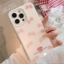 Load image into Gallery viewer, Gilt red plaid bow iPhone17 phone case Apple 14 for 16promax glass hard 13 sweet