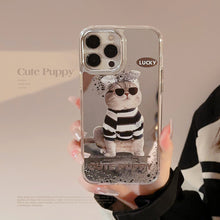 Load image into Gallery viewer, Applicable to 17promax sunglasses cat 14 Apple iPhone16 mobile phone case 11 trendy cool funny 15 electroplated mirror