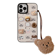Load image into Gallery viewer, Cute bear Apple 16 mobile phone case 17promax leather pattern 15 suitable for iPhone13 three-dimensional biscuits 11 autumn