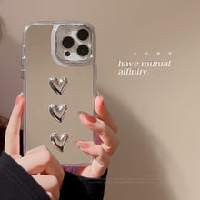 Load image into Gallery viewer, Metal three-dimensional love 17 for 11 Apple 15ProMax mobile phone case iPhone16 light luxury 14 mirror tide