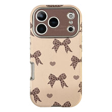 Load image into Gallery viewer, Leopard print bow iphone17 apple 16promax mobile phone case 15 for 13 sweet and cool retro 14 leather case