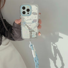 Load image into Gallery viewer, Summer mirror puppy is suitable for 16ProMax Apple 15 mobile phone case iPhone17 cartoon 12 generation hair 11 hand rope