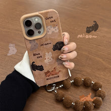 Load image into Gallery viewer, Leather cartoon for 16promax iPhone case iPhone 15 full screen cat 14 plush rope 17 autumn and winter