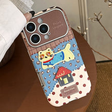 Load image into Gallery viewer, Leopard print cat is suitable for iphone17promax Apple 16 mobile phone case 15 anti-drop 17 leather retro cartoon 12