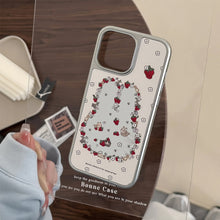 Load image into Gallery viewer, ins wind cute bunny strawberry suitable for 16 apple 15pro max mobile phone case iphone17 mirror 13 electroplating