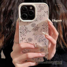 Load image into Gallery viewer, Literary lines rose iPhone16 mobile phone case Apple 15 leather 11 suitable for 13 anti-drop 17promax big brands