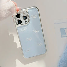 Load image into Gallery viewer, Gilt ins blue bow 16pro max mobile phone case iphone15 Epoxy 17 suitable for Huawei P70pro hard