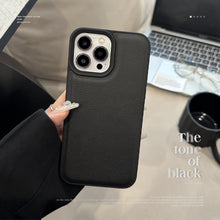 Load image into Gallery viewer, Simple black lychee pattern is suitable for Apple 16 mobile phone case iPhone17promax personality 11 leather pattern 13 advanced
