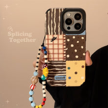 Load image into Gallery viewer, Retro ins polka dot splicing for iphone16 apple 17 mobile phone case 15pro max leather 14 lanyard 13