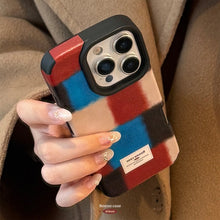 Load image into Gallery viewer, Personalized retro plaid splicing for iphone16promax iPhone 17 case 15 premium 14 leather 13