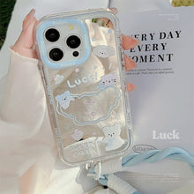 Load image into Gallery viewer, Summer mirror puppy is suitable for 16ProMax Apple 15 mobile phone case iPhone17 cartoon 12 generation hair 11 hand rope