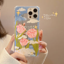 Load image into Gallery viewer, ins Literary Tulip iphone17 Apple 16 Mobile Phone Case 15Promax Silicone 11 Makeup Mirror X Applicable