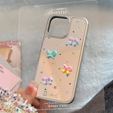 Load image into Gallery viewer, Three-dimensional butterfly is suitable for 16 Apple 15promax mobile phone case iphone17 electroplated mirror 13 sweet 15 generation