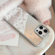 Load image into Gallery viewer, ins pink flower applies to 16 apple 15pro max mobile phone case iphone17 mirror 13 electroplating 15 gentle