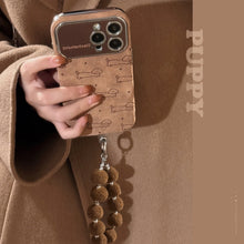 Load image into Gallery viewer, Fun lines puppy flannel for apple 15 mobile phone case iphone16promax lanyard 14 all-inclusive 17 soft