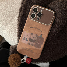 Load image into Gallery viewer, Autumn and winter cartoon small animals for iphone16 mobile phone case apple 15promax suede 14 hairball rope 17