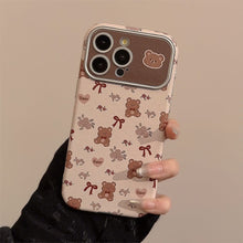 Load image into Gallery viewer, Cute bear flower for iphone16 apple 15 mobile phone case 13promax leather 17 literary and fresh 12