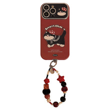 Load image into Gallery viewer, ins red cartoon cat suitable for 16pro max iPhone case iphone15 leather cartoon 17 lanyard