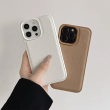 Load image into Gallery viewer, Premium khaki for Apple 17 mobile phone case iPhone16promax autumn and winter leather 11 solid color 13 hard 14