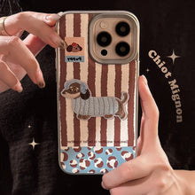 Load image into Gallery viewer, Fun three-dimensional puppy Apple 16 mobile phone case 17promax cortical three-dimensional 15 for iPhone13 electroplating 14