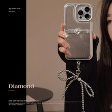 Load image into Gallery viewer, Three-dimensional French bow lanyard suitable for Apple 16 mobile phone case iPhone17promax temperament 11 leather case 13