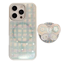 Load image into Gallery viewer, Gilt applicable iphone15 apple 16promax mobile phone case rotating bow magnetic suction bracket 14 plaid 17