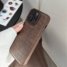 Load image into Gallery viewer, Retro brown alligator leather pattern 15 Apple 16 mobile phone case 17promax premium wind for iPhone13 personality 11