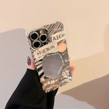 Load image into Gallery viewer, Make a fortune and good luck text applicable iPhone17pro mobile phone case max Apple 14 electroplated mirror 13 generation hair 16 hard