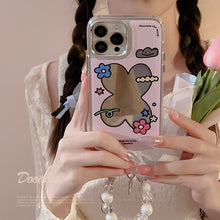 Load image into Gallery viewer, Pink flower geometric iPhone16 for 17promax iPhone case 11 Literature 13 Electroplating mirror 12