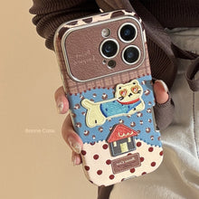 Load image into Gallery viewer, Leopard print cat is suitable for iphone17promax Apple 16 mobile phone case 15 anti-drop 17 leather retro cartoon 12
