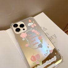 Load image into Gallery viewer, Fresh small floral iphone17 Apple 16Promax mobile phone case 15 silicone 11/12 makeup mirror X