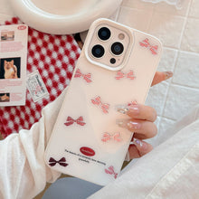Load image into Gallery viewer, Gilt red plaid bow iPhone17 phone case Apple 14 for 16promax glass hard 13 sweet