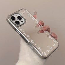 Load image into Gallery viewer, Electroplated silver edge for 16 apple 15promax mobile phone case iphone17 literary lily flower 13 mirror hard